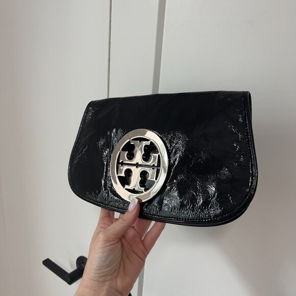 Tory Burch Black Patent Leather Clutch Bag - Picture 2 of 9